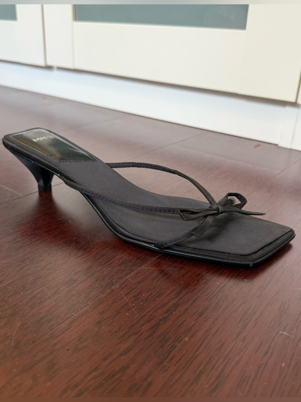 Mango Black Kitten Heel Mules Sandal with Bow - Picture 1 of 6